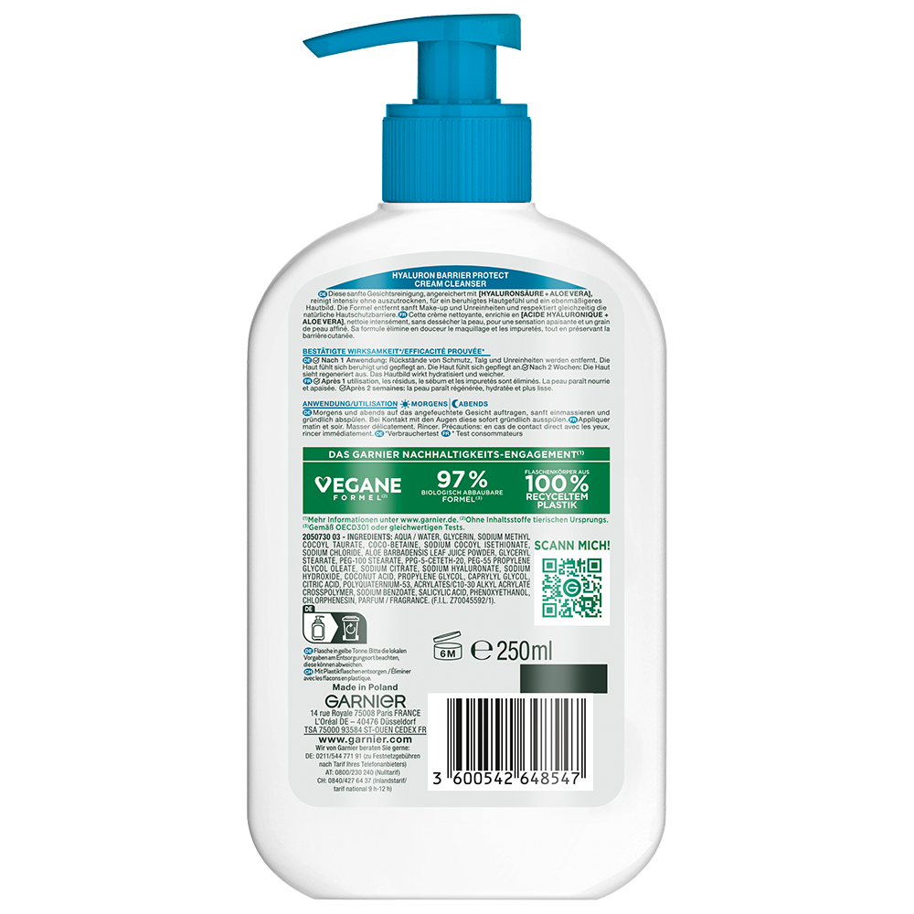 Bild: GARNIER Hyaluron Barrier Protect Cream Cleanser 