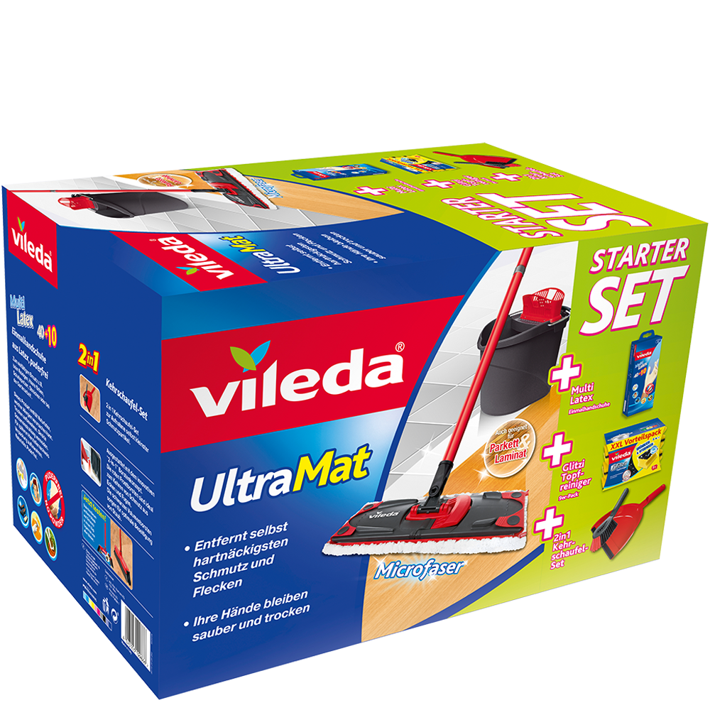 Bild: vileda UltraMat Wischsystem Bodenwischer Starter Set 