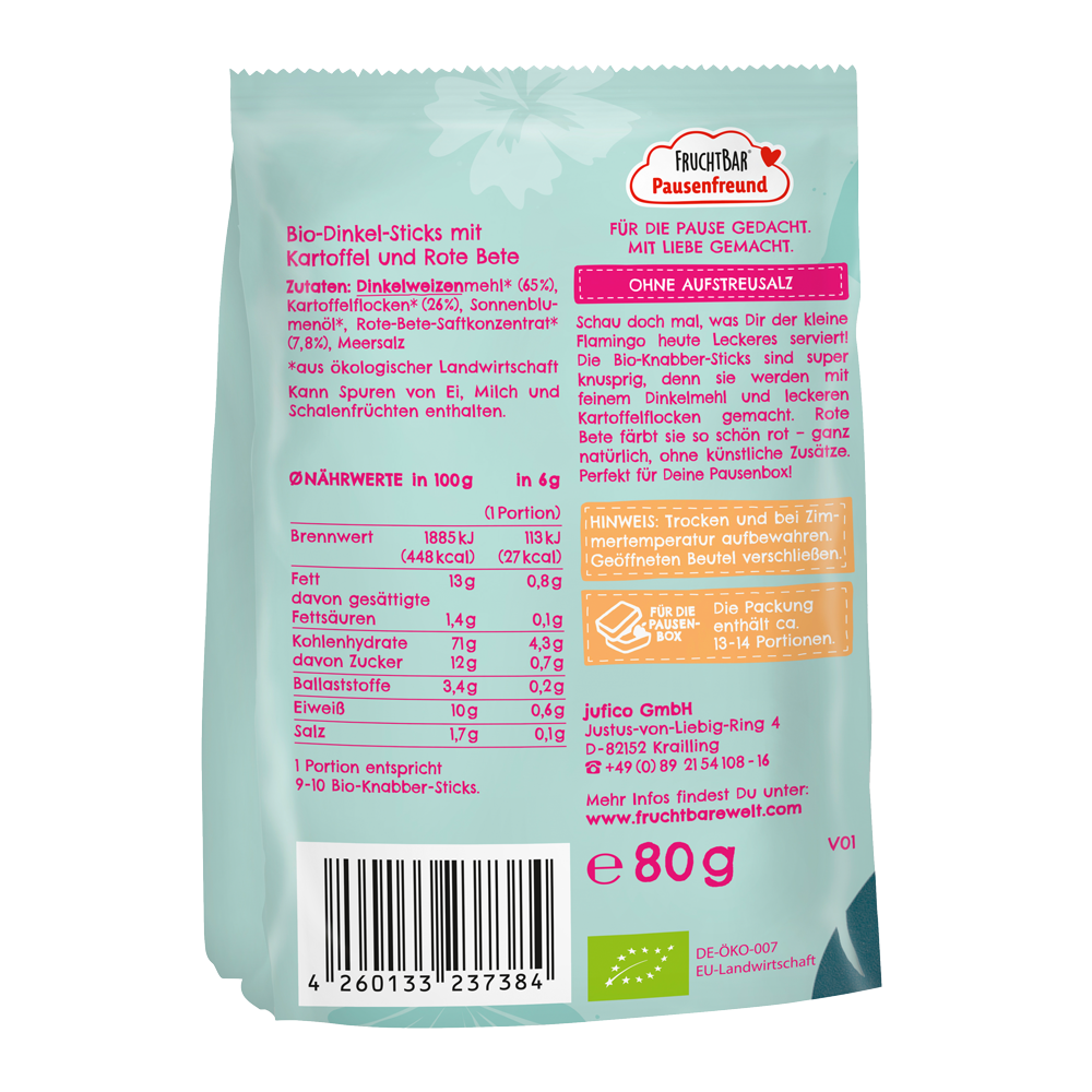 Bild: FruchtBar Bio Knabber Sticks mit Rote Bete, Kartoffel und Dinkel 