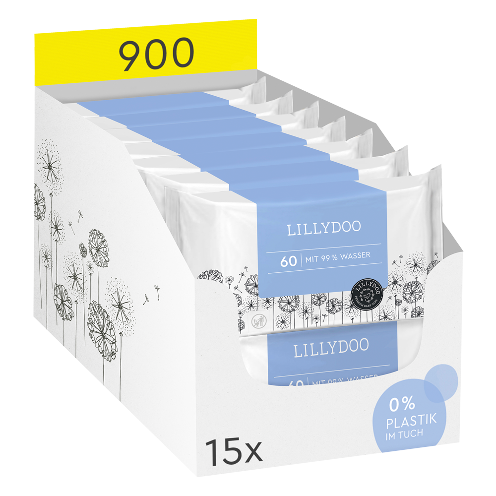 Bild: LILLYDOO Feuchttücher mit 99% Wasser, 15x60 Stück 