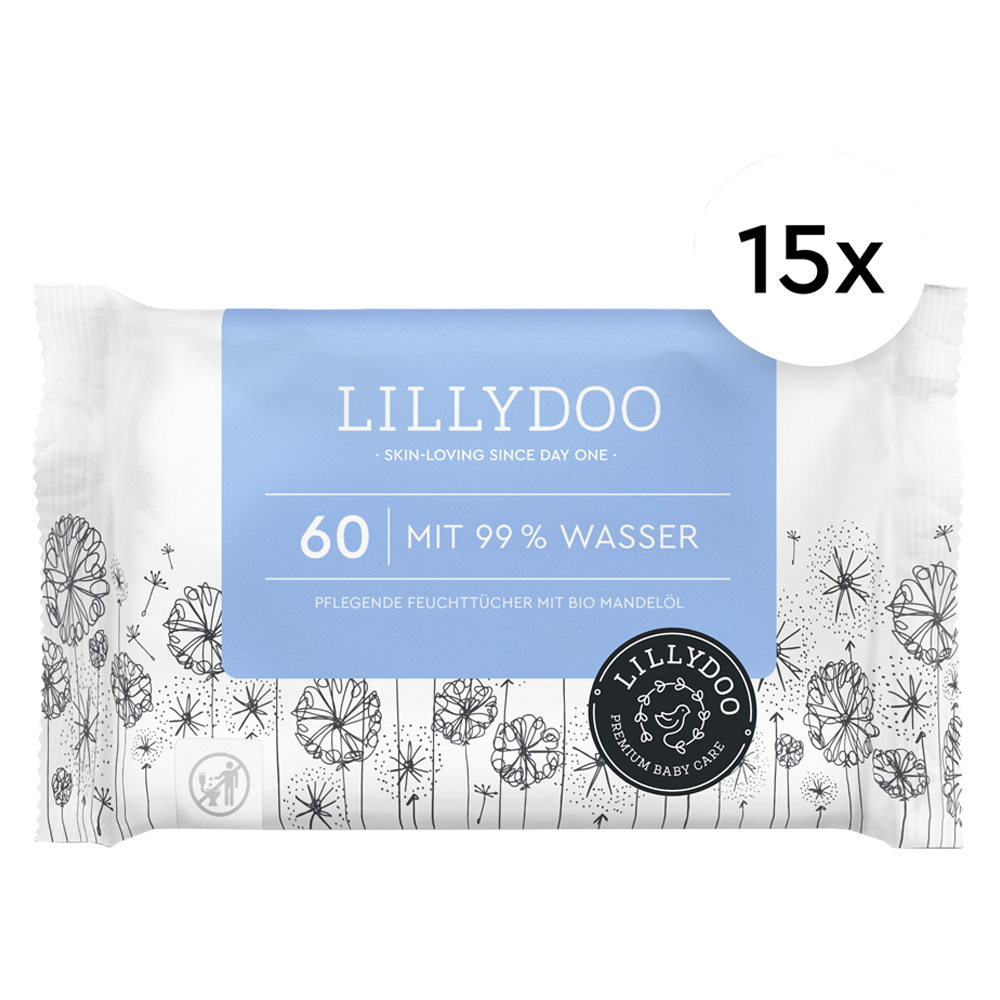 Bild: LILLYDOO Feuchttücher mit 99% Wasser, 15x60 Stück 