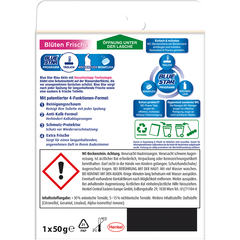 Bild: Blue Star Blau Aktiv WC-Steine Blüten Frische 