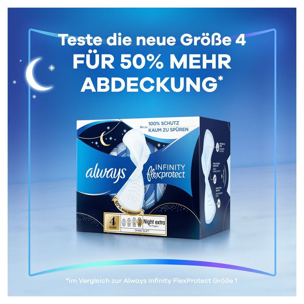 Bild: always Ultra Binde Infinity FlexProtect Long mit Flügeln 
