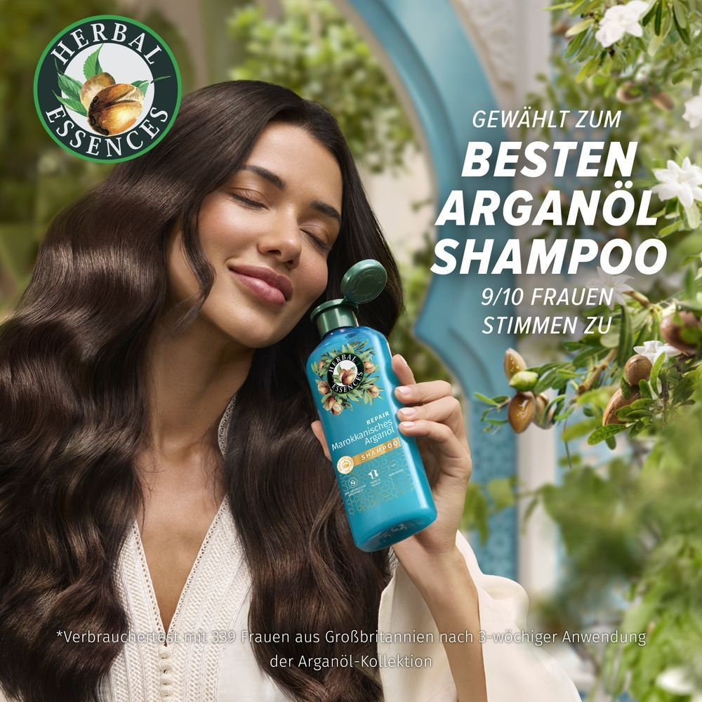 Herbal Essences Repair Marokkanisches Arganöl Shampoo, präsentiert als das beste Arganöl Shampoo, dem 9-10 Frauen zustimmen.