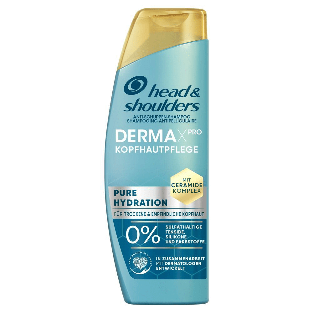 Head & Shoulders DERMAXPRO KOPFHAUTPFLEGE Pure Hydration Shampoo mit Ceramide Komplex und 0% Sulfaten, Silikonen und Farbstoffen.