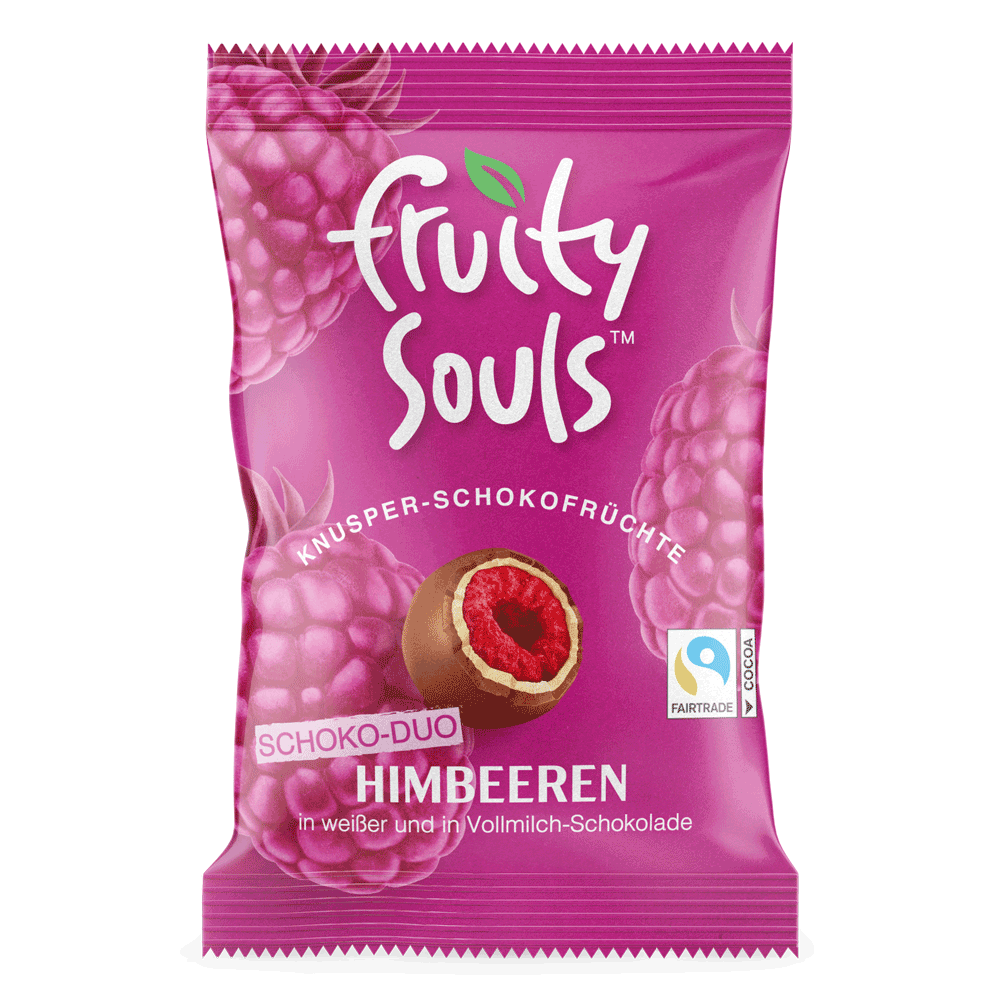 Bild: Fruity souls Himbeeren in weißer und Vollmilch Schokolade
