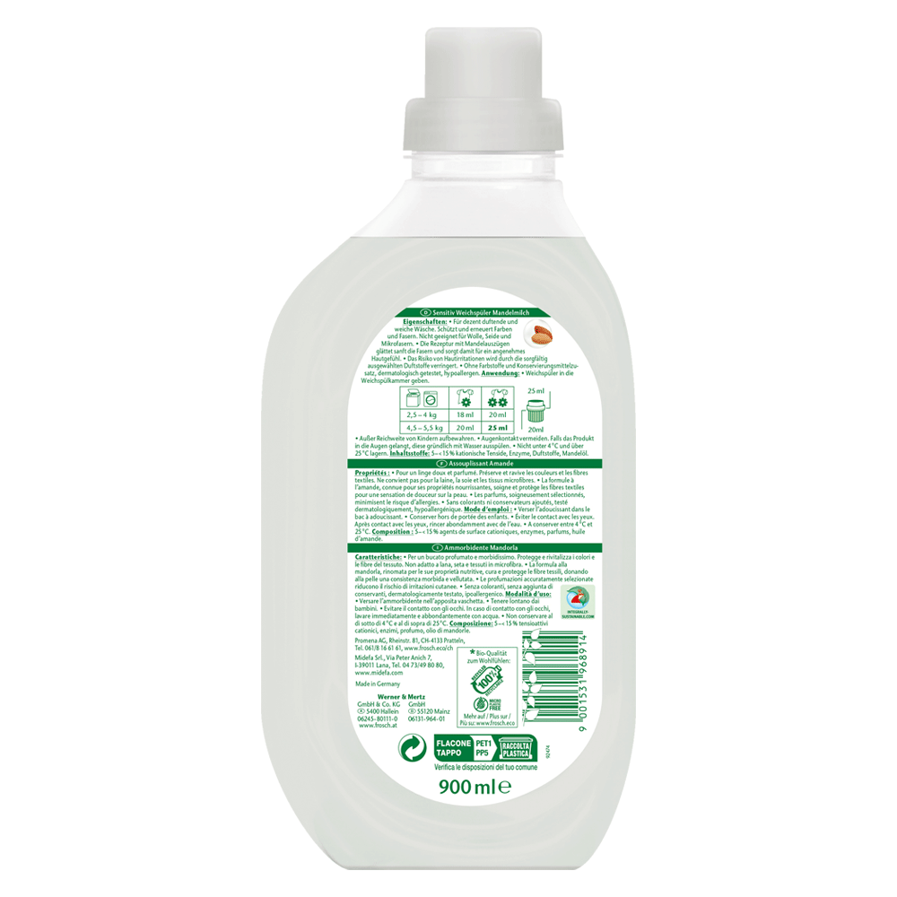 Bild: Frosch Weichspüler Sensitive Mandelmilch 