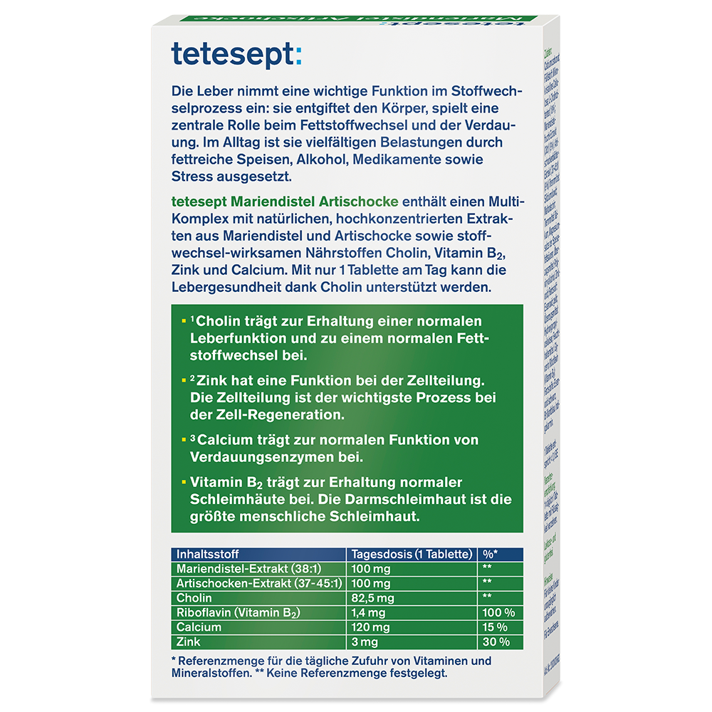 Bild: tetesept: Mariendistel Artischocke Lebergesundheit 