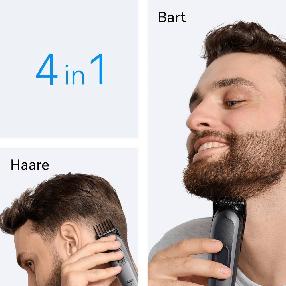 Bild: Braun All-in-One Series 3, 4-in-1 Groomingset, ultrascharfe Klinge, 14 Längen, AIO3500, Grau 
