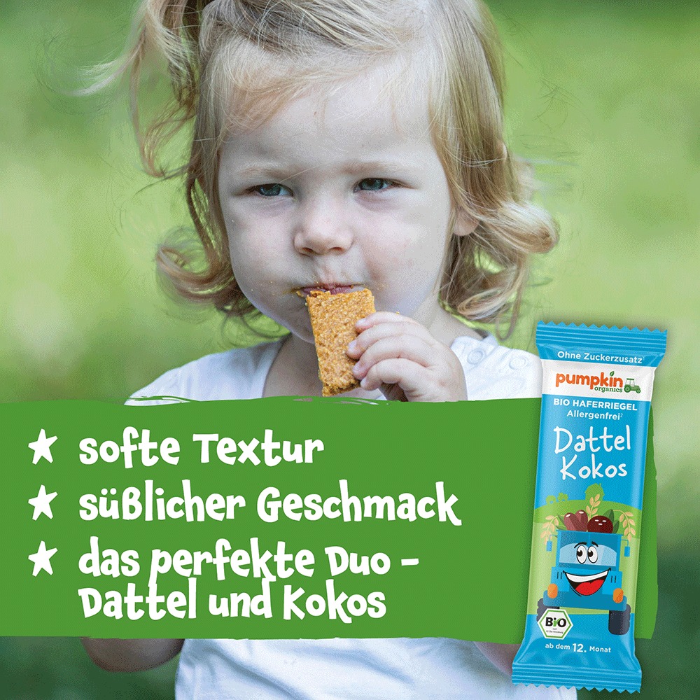 Bild: pumpkin organics Haferriegel Dattel Kokos