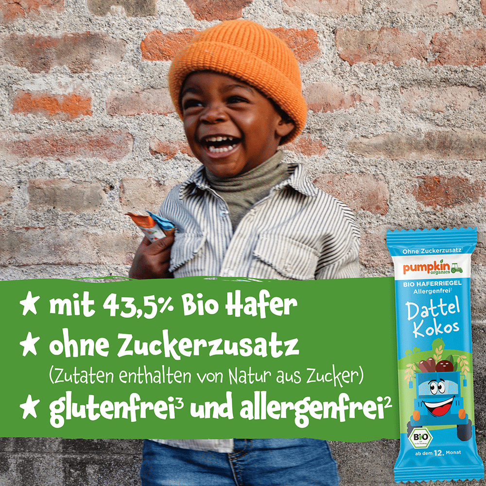Bild: pumpkin organics Haferriegel Dattel Kokos