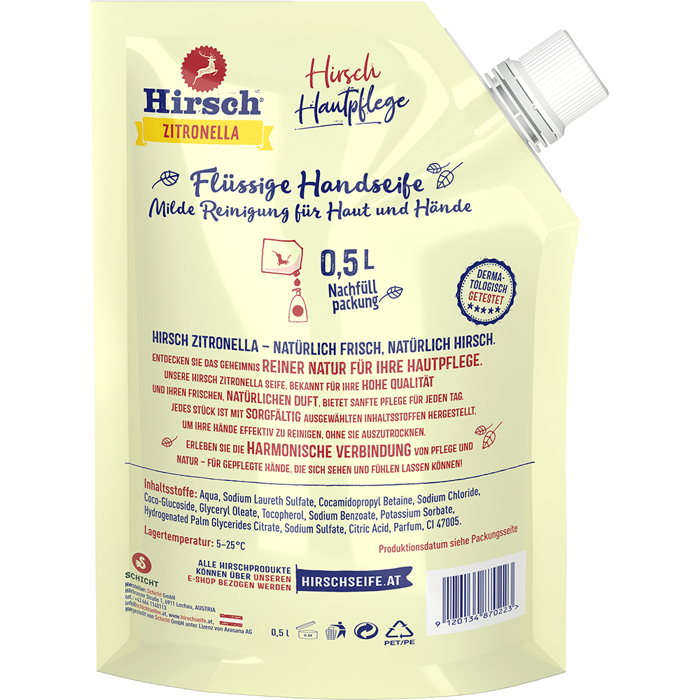 Bild: Hirsch Zitronella Flüssigseife Nachfüllung