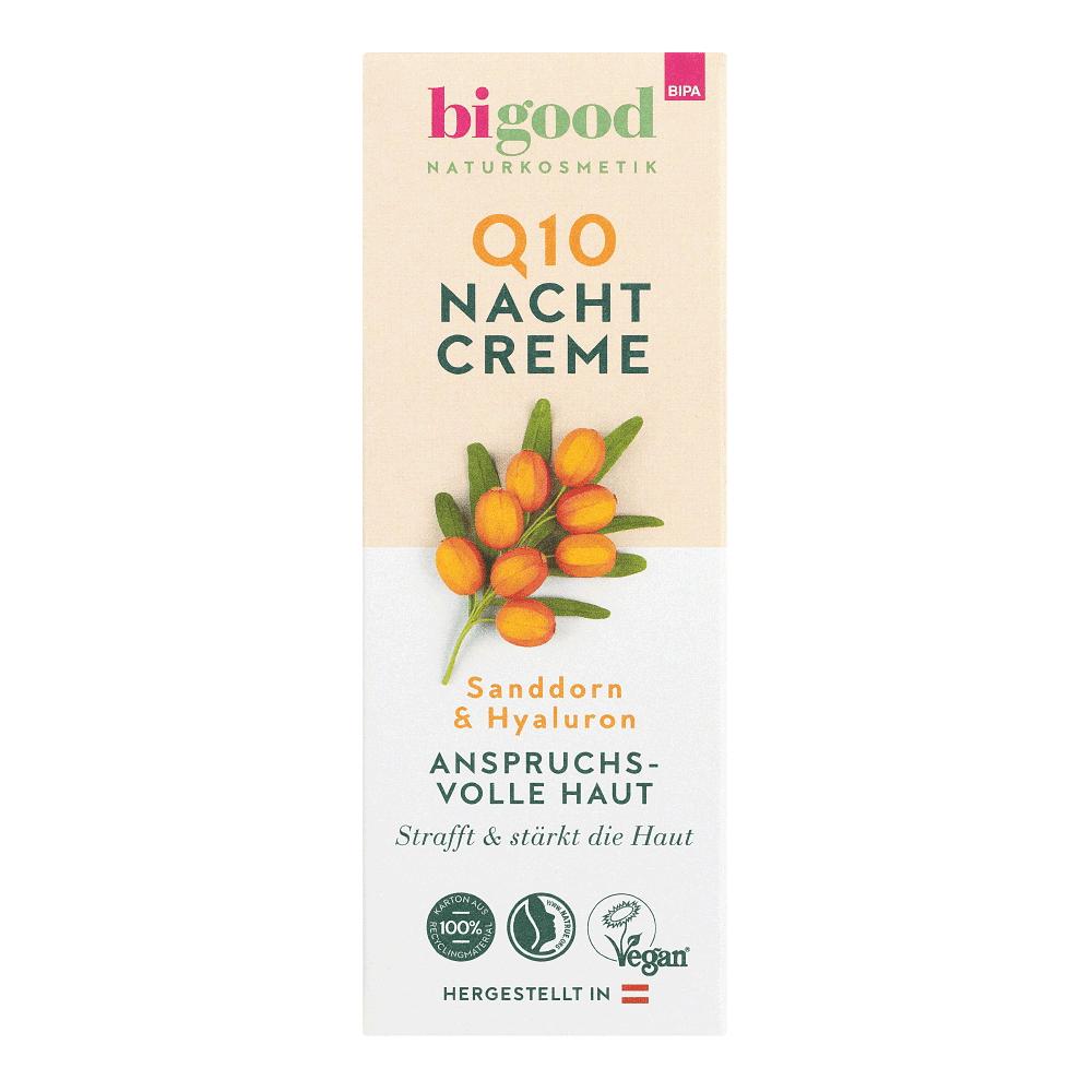 Bild: bi good Q10 Nachtcreme Sanddorn & Hyaluron