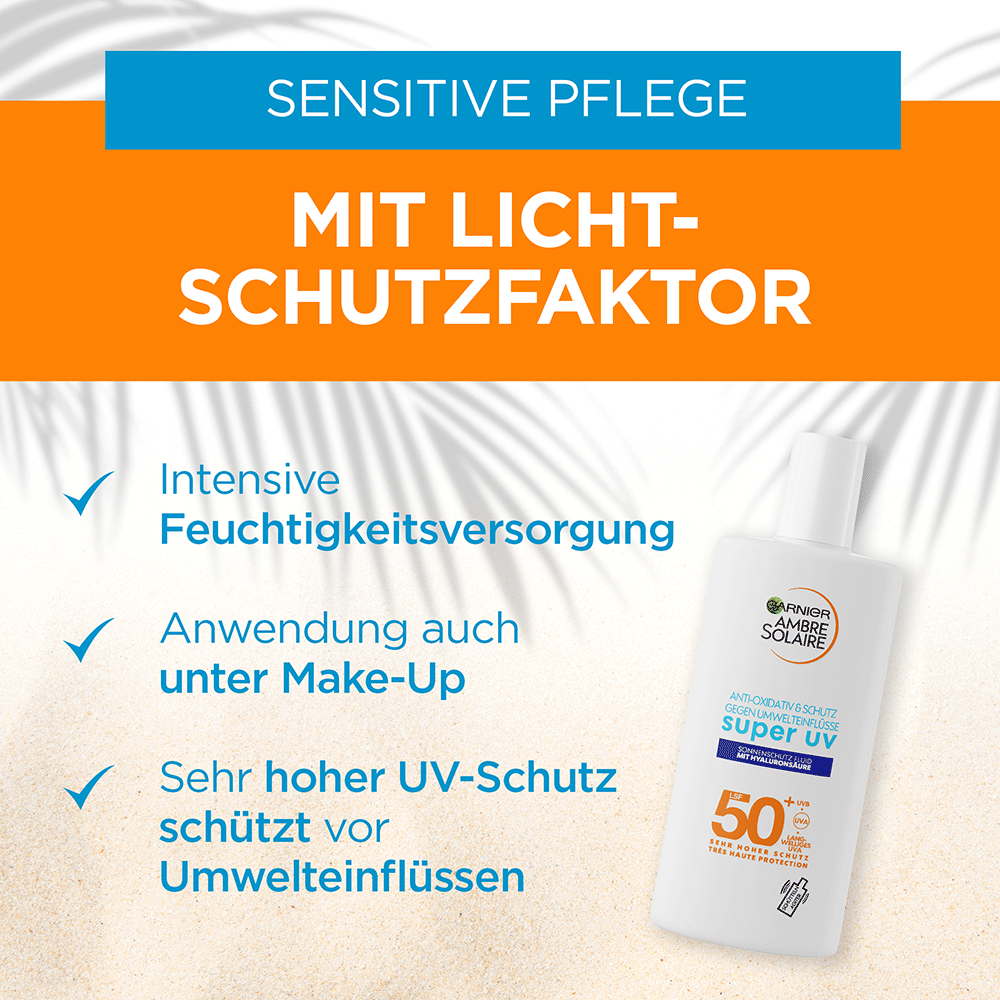 Bild: GARNIER AMBRE SOLAIRE Super UV Sonnenschutzfluid mit Hyaluronsäre LSF 50+ 
