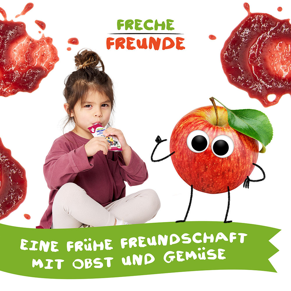 Bild: Freche Freunde Quetschie Apfel, Blaubeere, Johannisbeere und Brombeere 