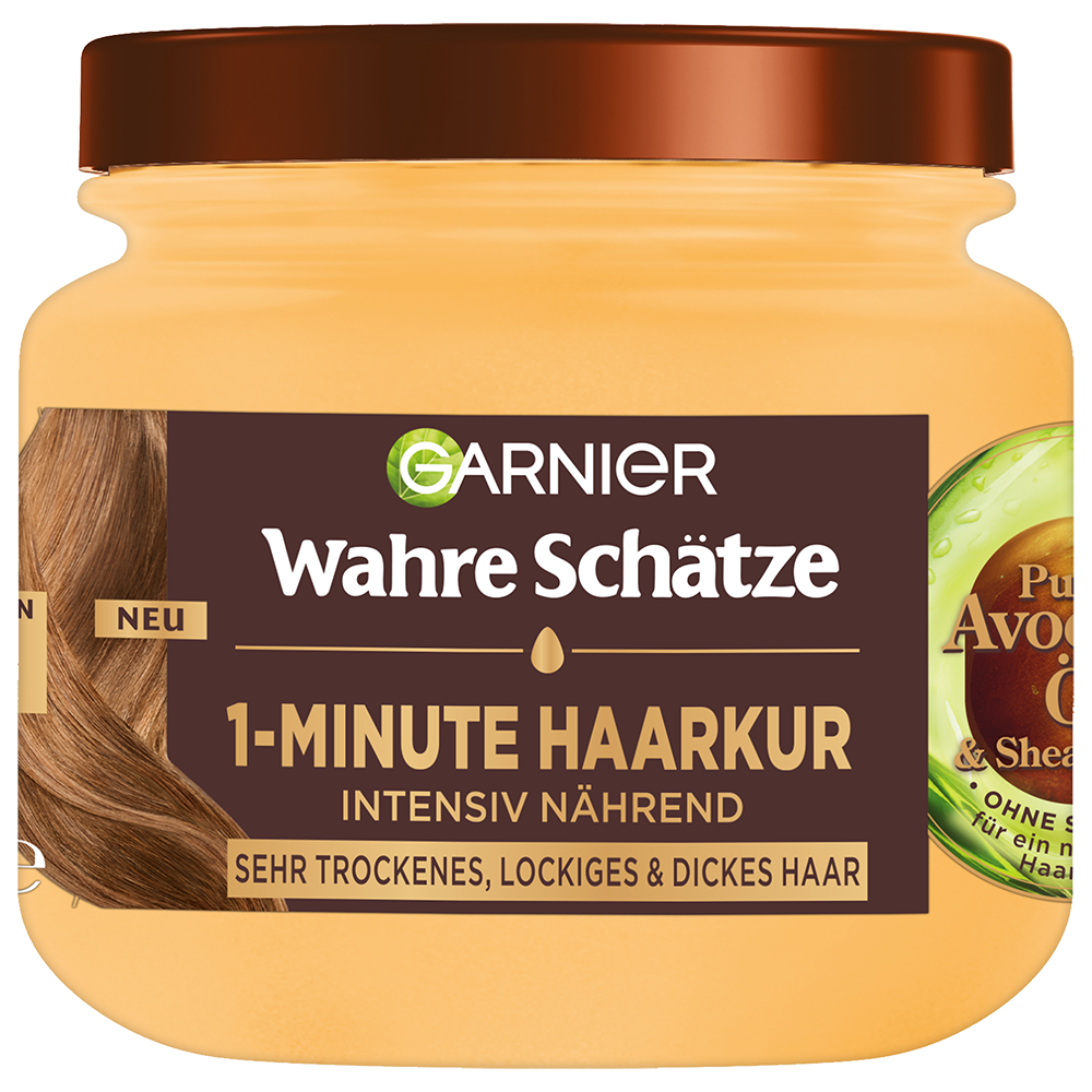 Bild: GARNIER Wahre Schätze 1-Minute Haarkur pures Avocado-Öl & Sheabutter 
