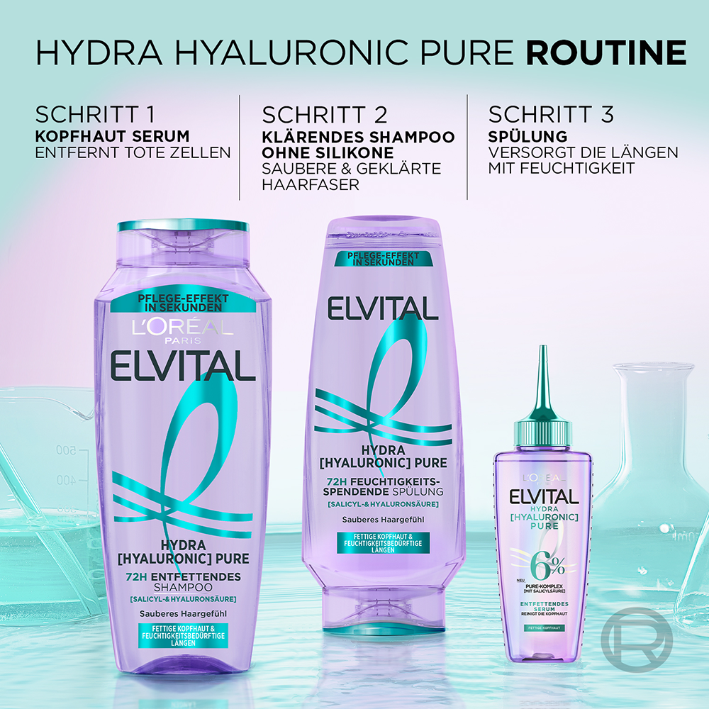 Bild: L'ORÉAL PARIS ELVITAL Hydra [Hyaluronic] Pure 72H Entfettendes Shampoo 