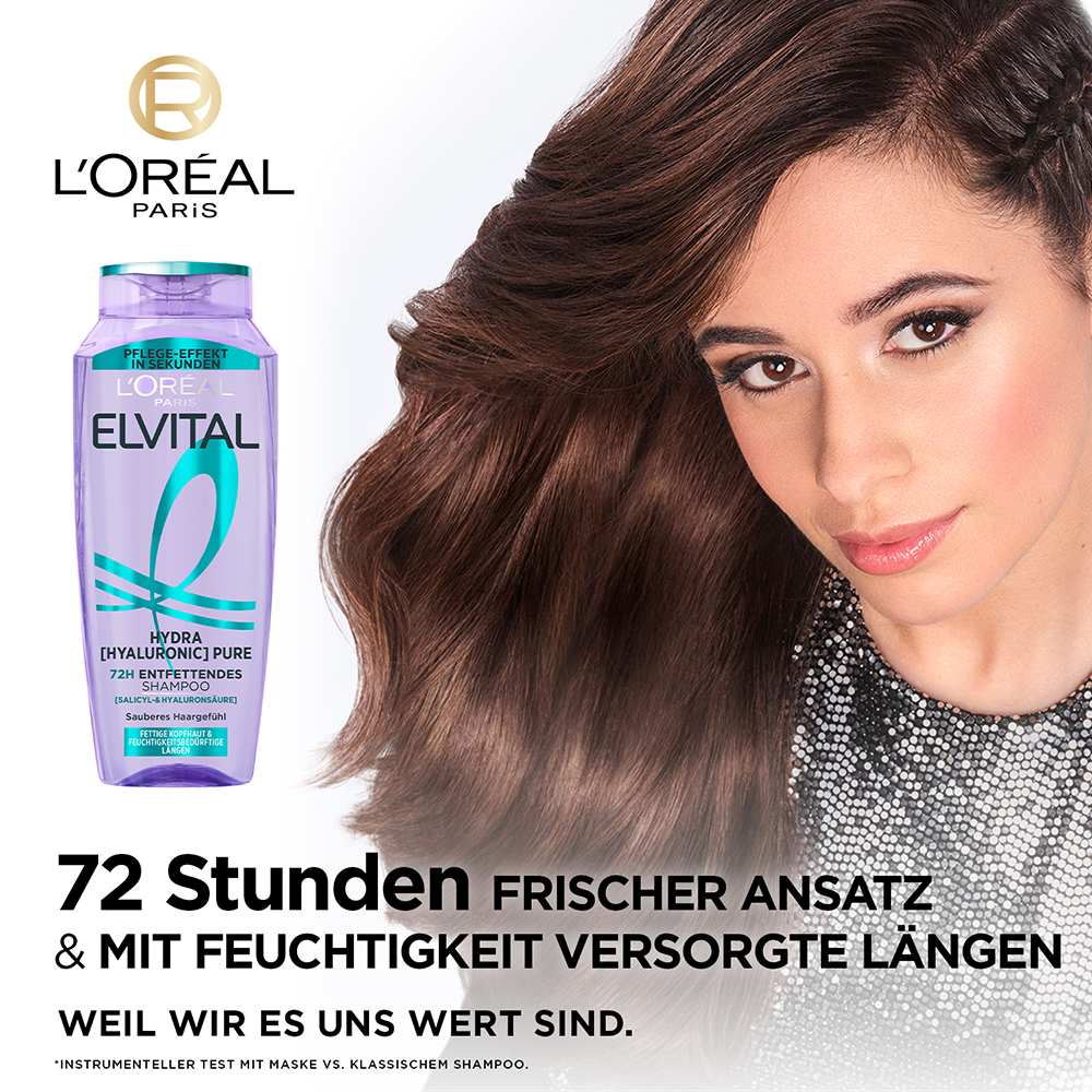 Bild: L'ORÉAL PARIS ELVITAL Hydra [Hyaluronic] Pure 72H Entfettendes Shampoo 