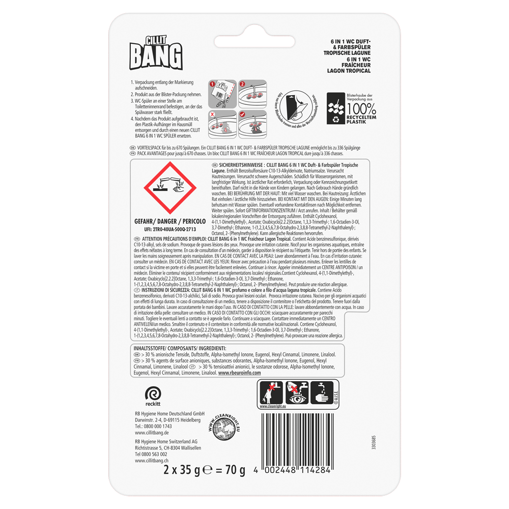 Bild: CILLIT BANG WC Duft und Farbspüler Tropical Lagune 6in1 