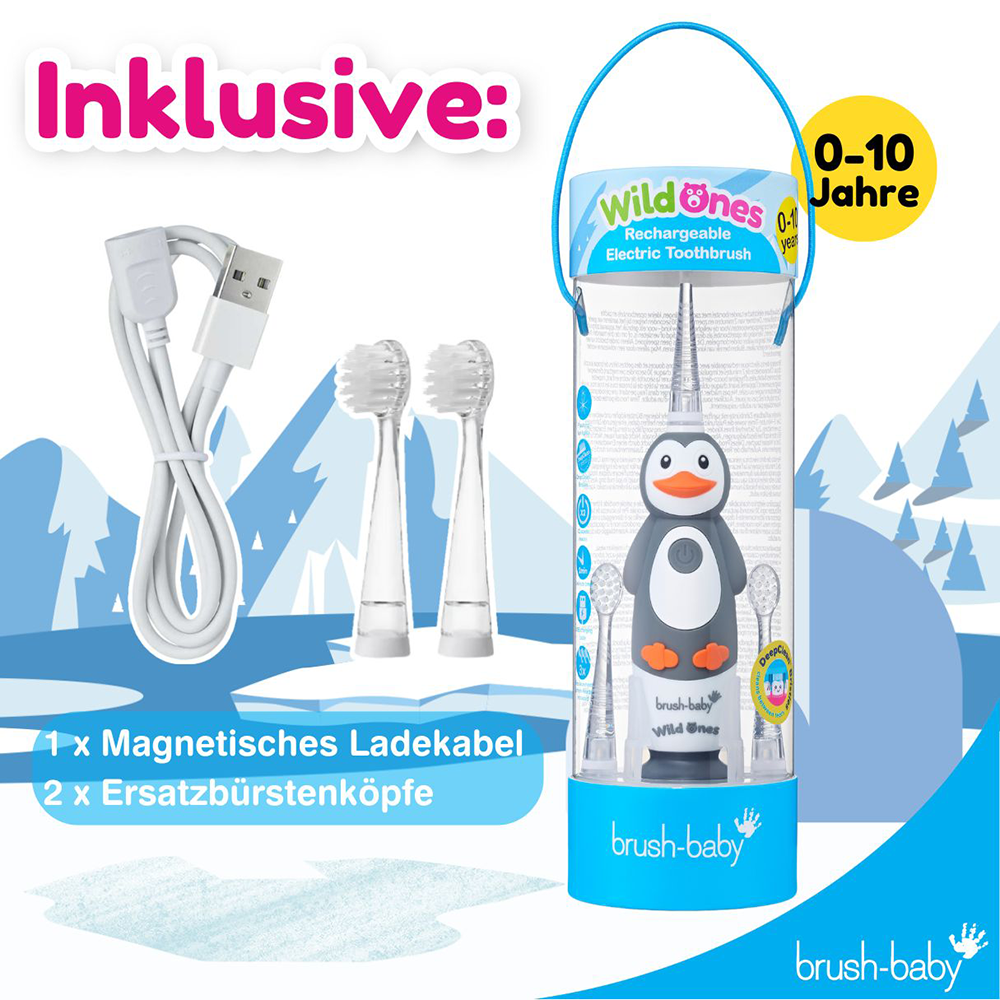 Bild: brush-baby Wild Ones Wiederaufladbare Elektrische Zahnbürste Percy Pinguin 
