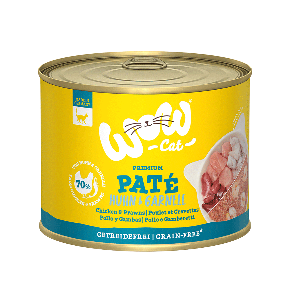 Bild: WOW Cat Premium Paté Huhn und Garnele 