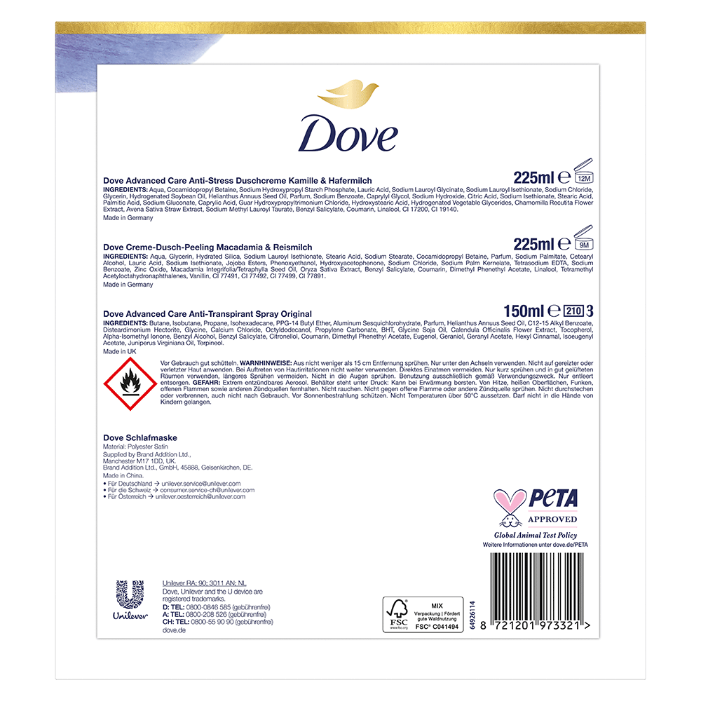 Bild: Dove Geschenkset Entspannt mit Schlafmaske 