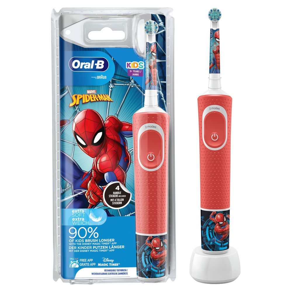 Bild: Oral-B Kids Elektrische Zahnbürste Spiderman, Rot 