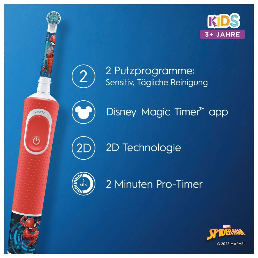 Bild: Oral-B Kids Elektrische Zahnbürste Spiderman, Rot 