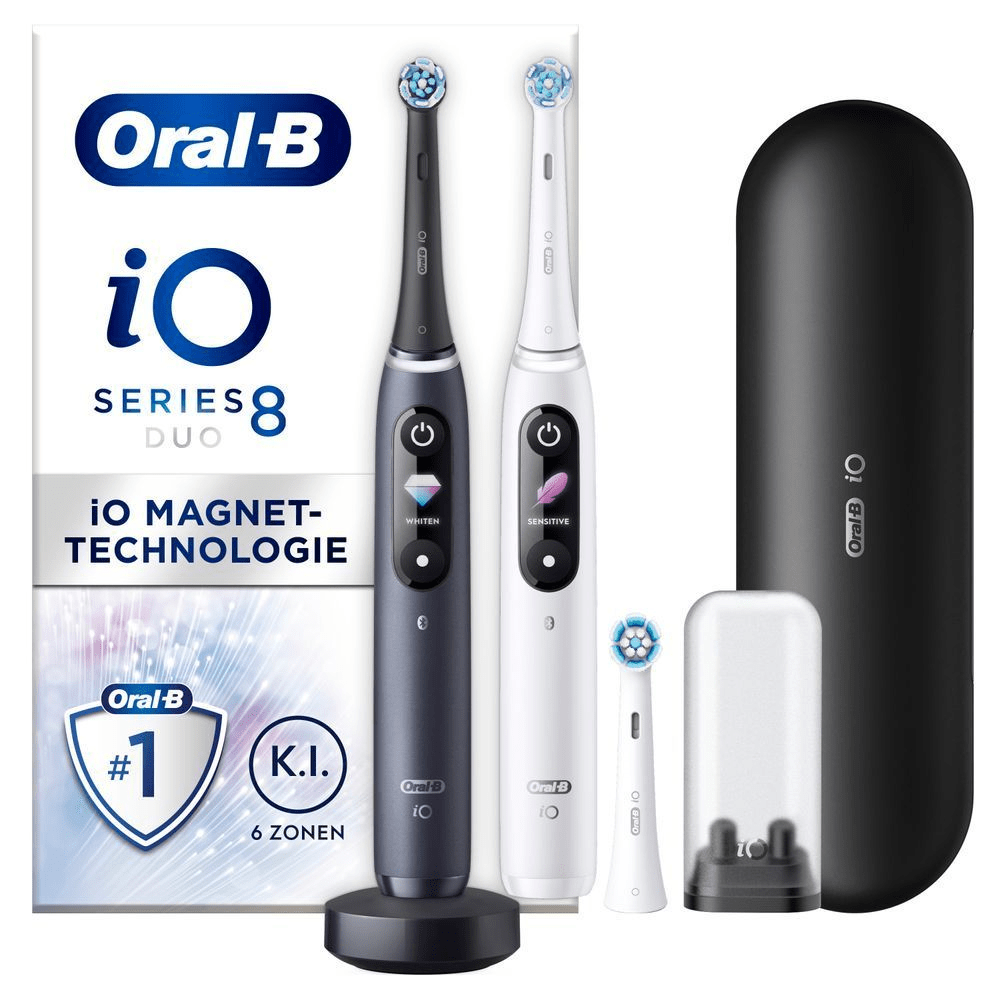 Bild: Oral-B iO 8 Duo Elektrische Zahnbürsten, Black Onyx/White Slabaster 