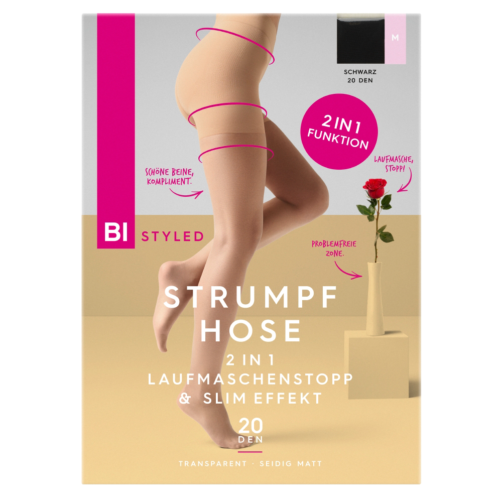 Bild: BI STYLED Strumpfhose 2in1 Laufmaschenstopp und Slim Effekt 20 DEN Schwarz