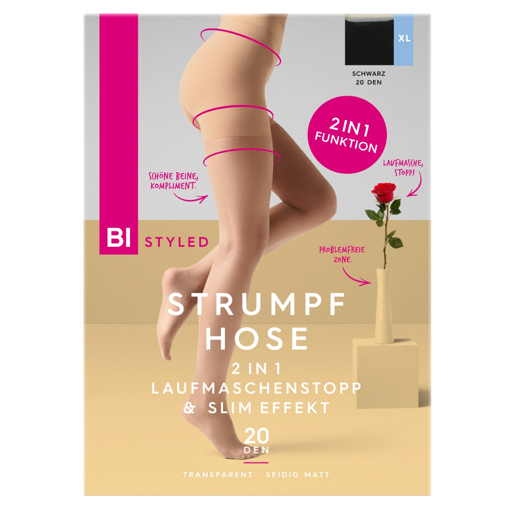 Bild: BI STYLED Strumpfhose 2in1 Laufmaschenstopp und Slim Effekt 20 DEN Schwarz