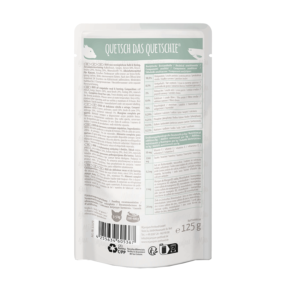 Bild: Mjamjam Quetschie Duo Kalb und Hering 