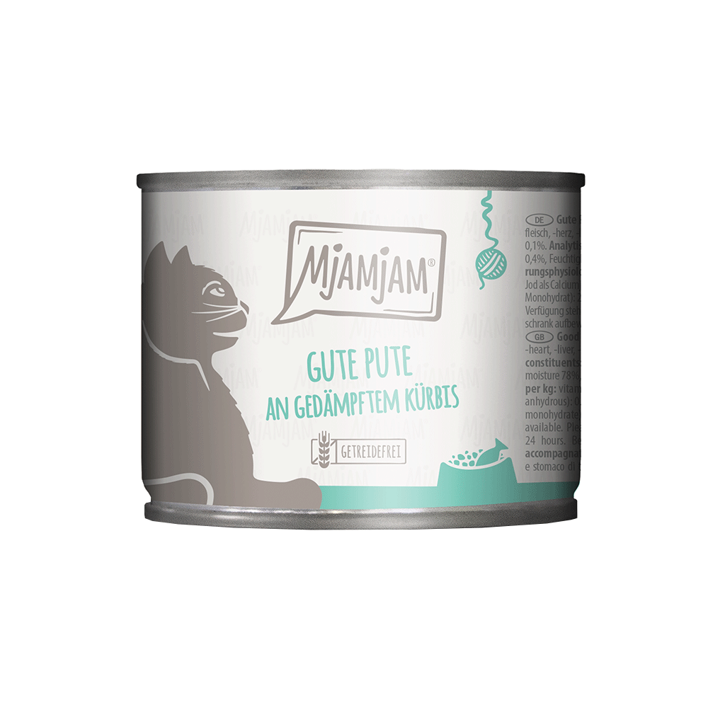Bild: Mjamjam Nassfutter Gute Pute an Gedämpftem Kürbis 