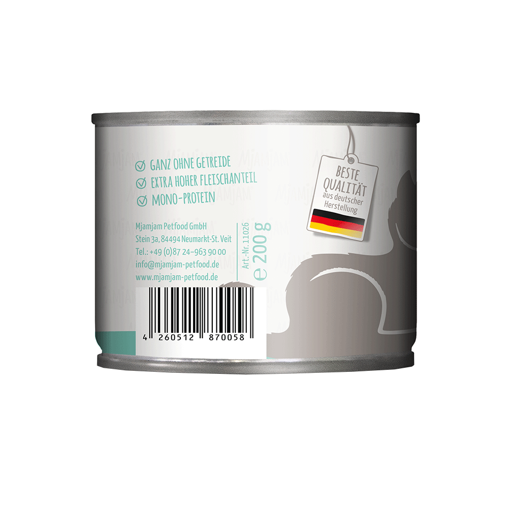 Bild: Mjamjam Nassfutter Gute Pute an Gedämpftem Kürbis 