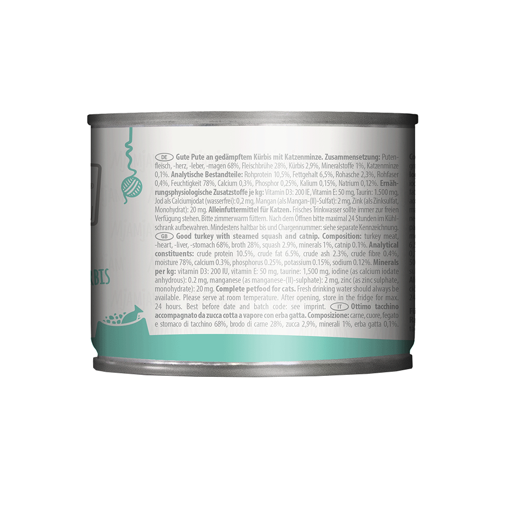 Bild: Mjamjam Nassfutter Gute Pute an Gedämpftem Kürbis 