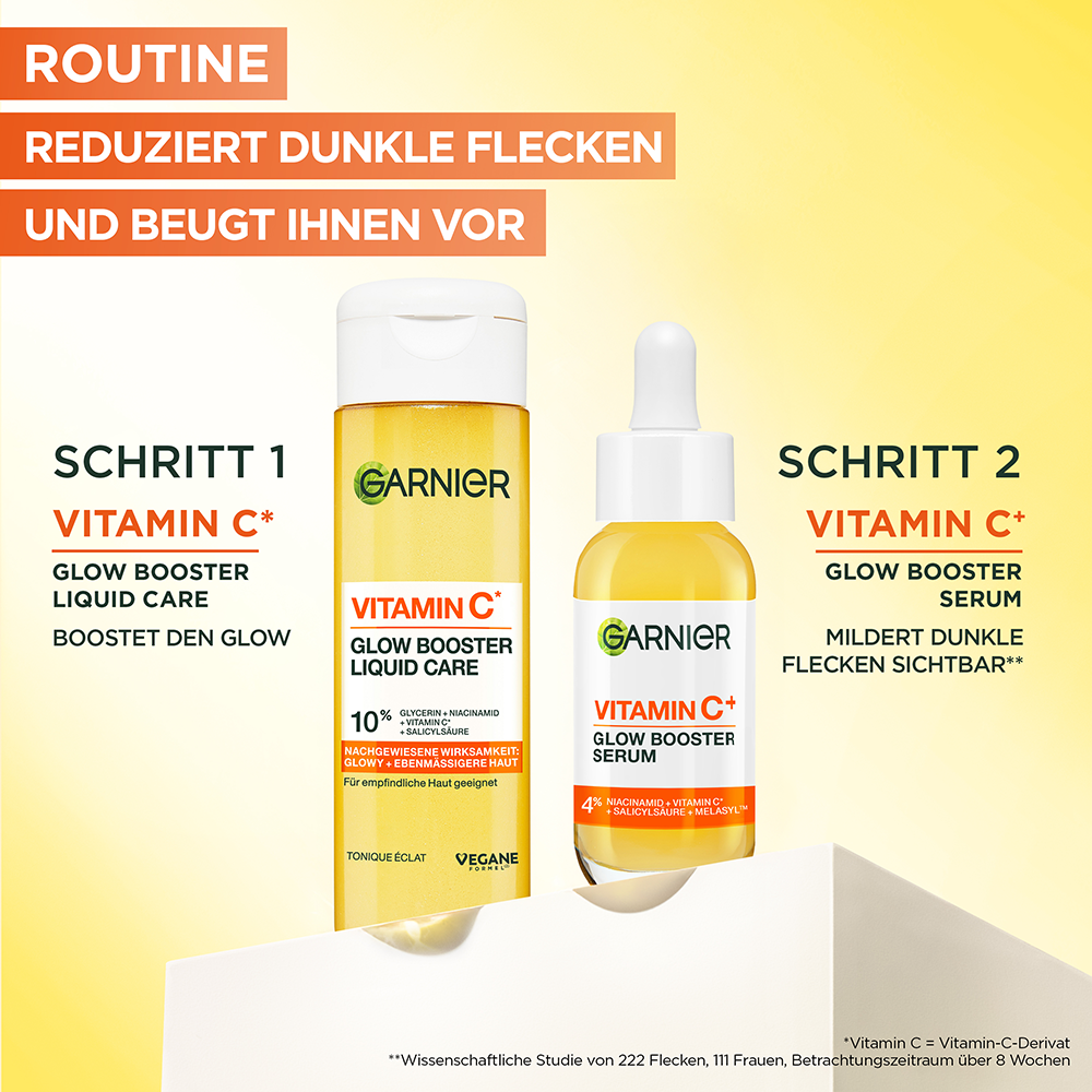 Bild: GARNIER Vitamin C* Glow Booster Liquid Care 