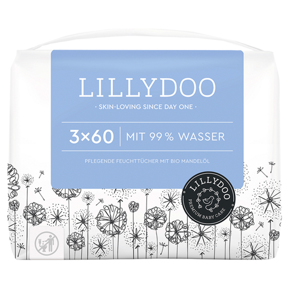 Bild: LILLYDOO Feuchttücher mit 99% Wasser, 3x60 Stück 