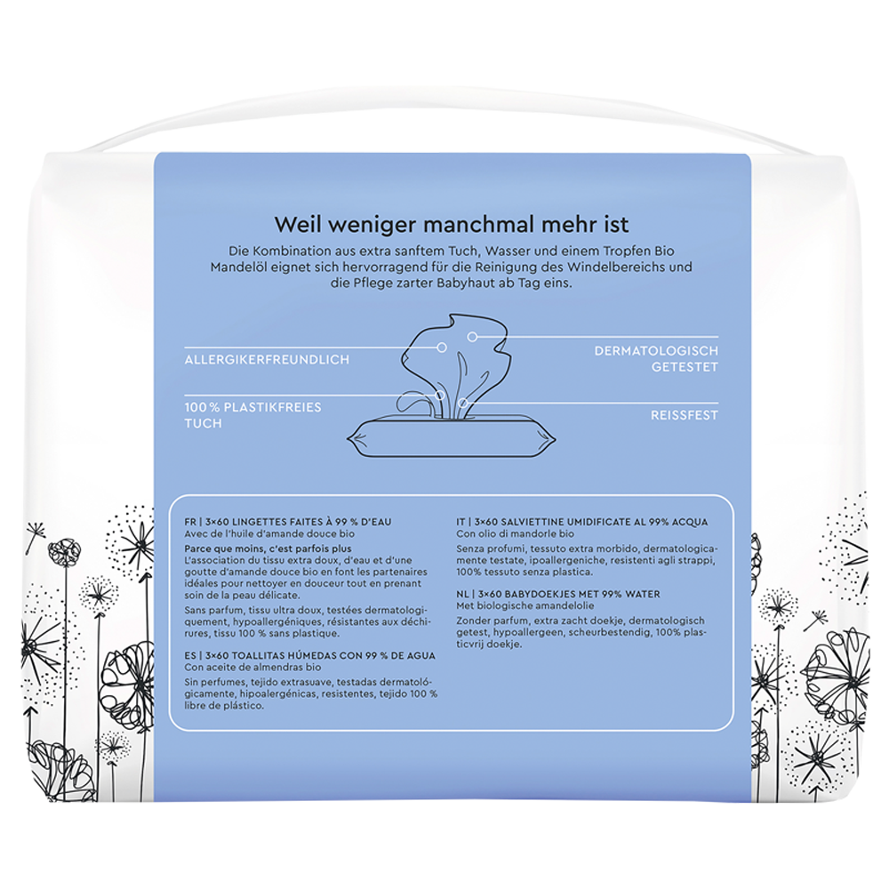 Bild: LILLYDOO Feuchttücher mit 99% Wasser, 3x60 Stück 