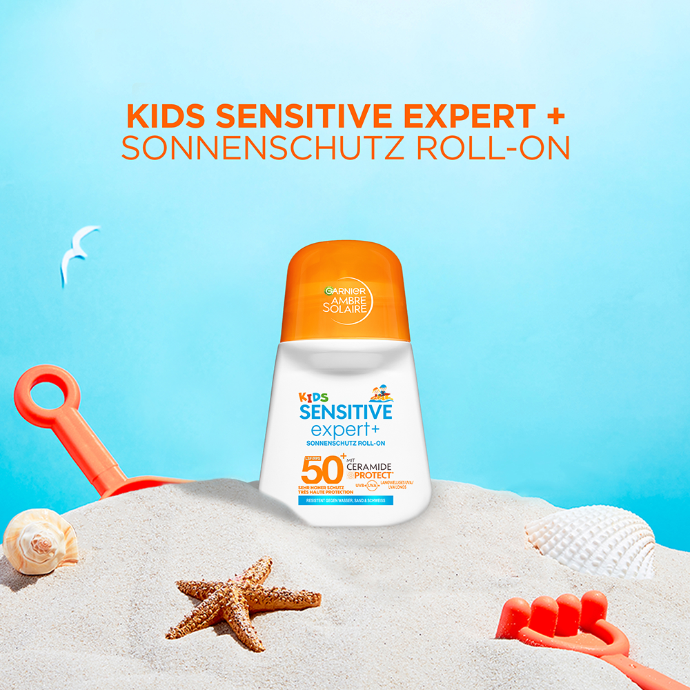 Bild: GARNIER AMBRE SOLAIRE Ambre Solaire Kids Sensitive expert+ Roll-On LSF 50+ 
