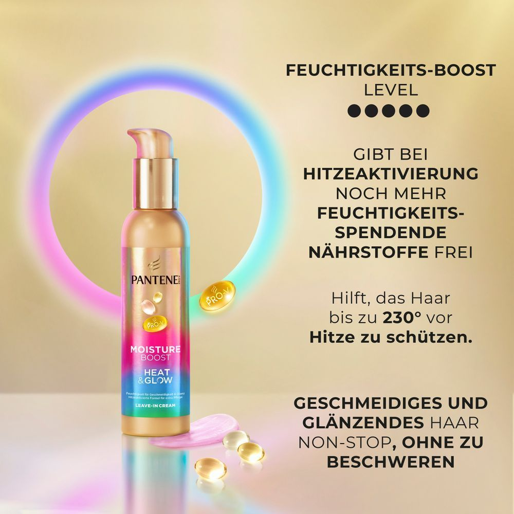 Bild: PANTENE PRO-V Moisture BOOST Heat & Glow Leave-In-Creme Schutz vor Hitze & Frizz 
