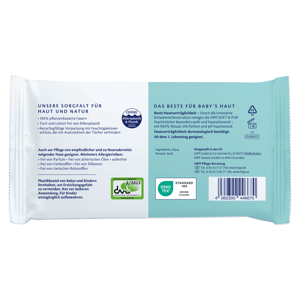 Bild: HiPP Babysanft Feuchttücher Soft und Pur 