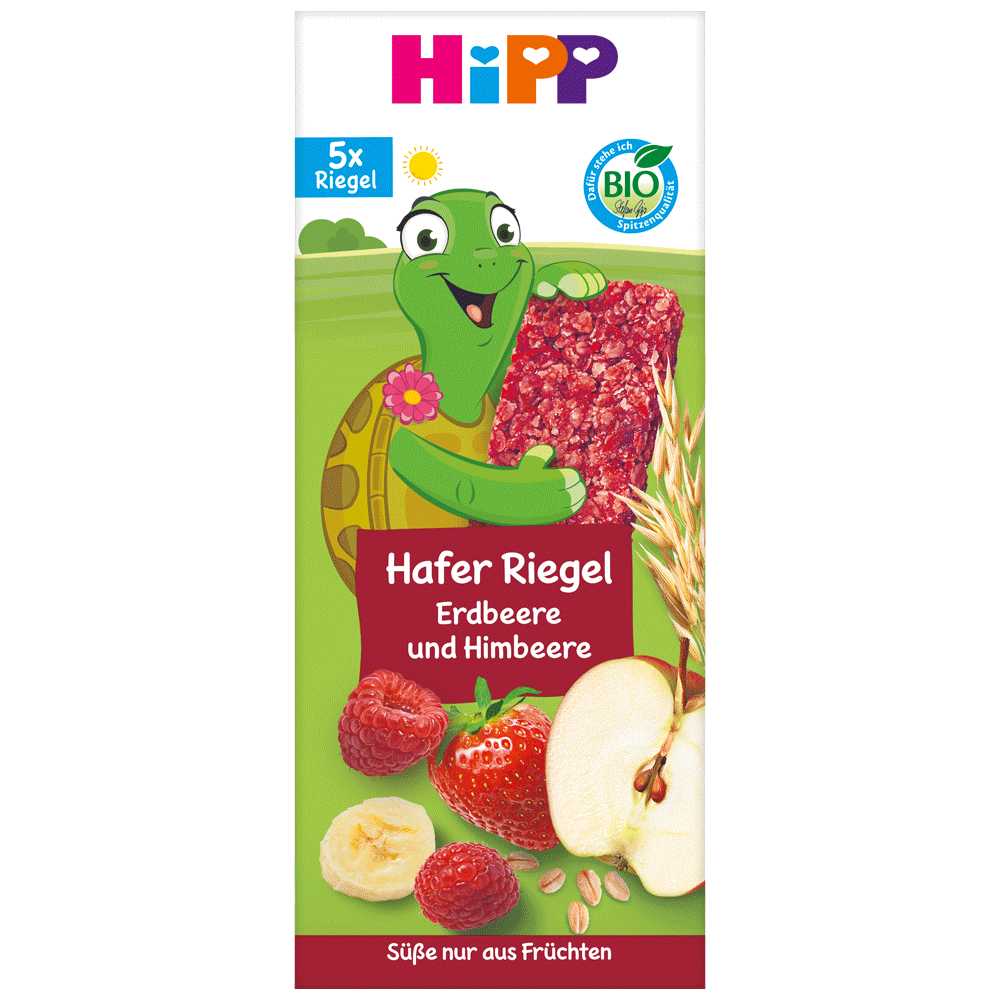 Bild: HiPP Hafer Riegel Erdbeere und Himbeere