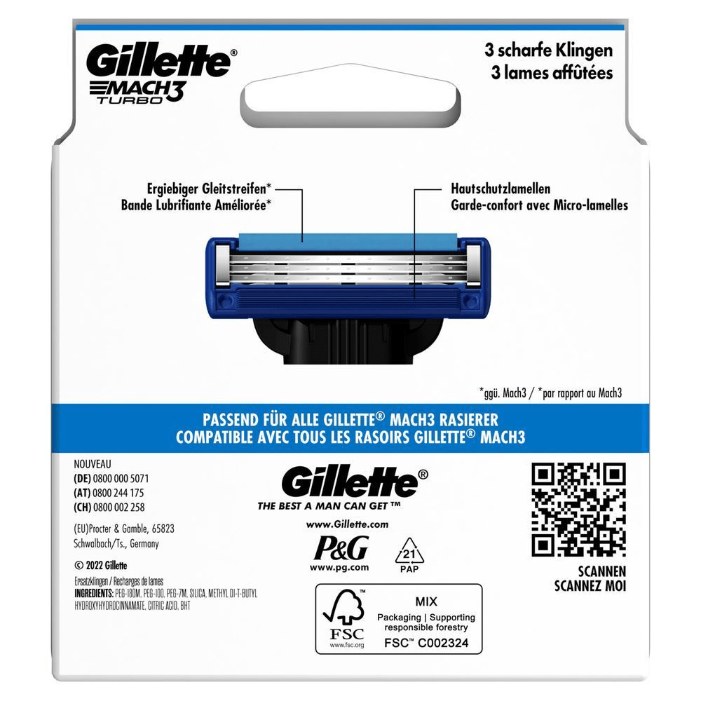 Bild: Gillette Mach3 Turbo Rasierklingen für Männer 