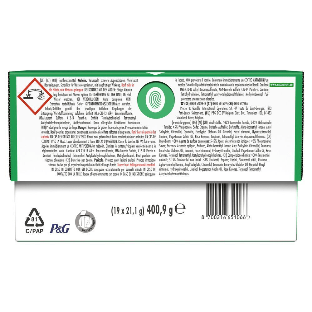 Ariel Milde Frische All-in-1 PODS Waschkapseln, 19 Waschladungen, Karton [IT] Capsule di lavaggio Ariel Mild Freshness All in 1 PODS, 19 lavaggi, cartone;