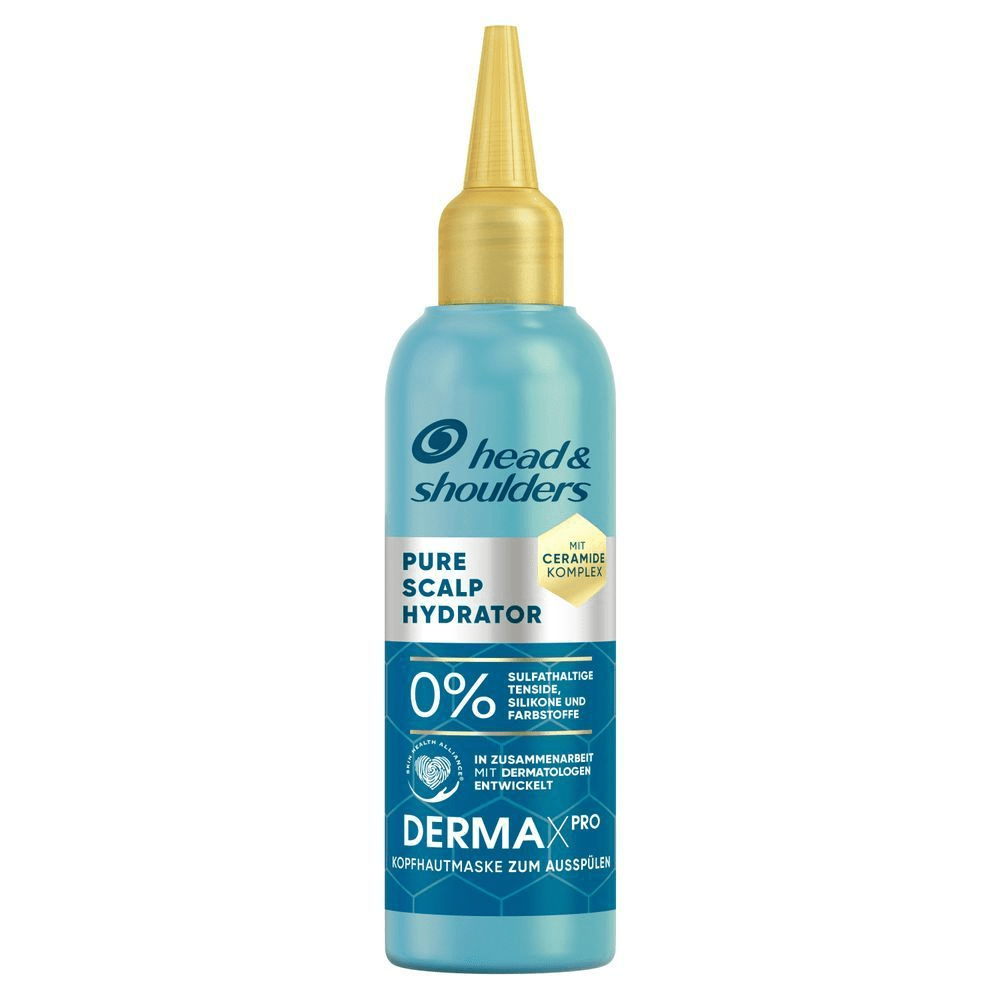 Head & Shoulders Pure Scalp Hydrator, beworben mit 0% Sulfathaltige Tenside, Silikone und Farbstoffe.