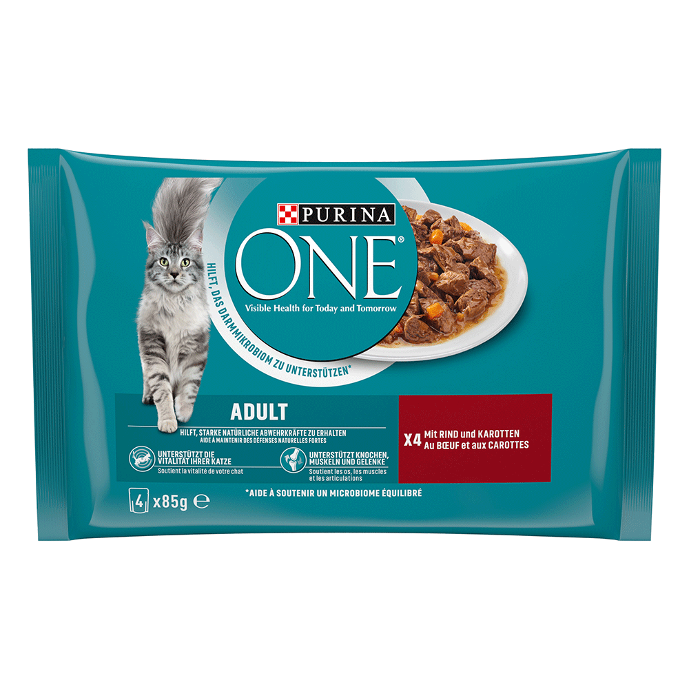 Bild: Purina ONE Adult mit Rind und Karotten