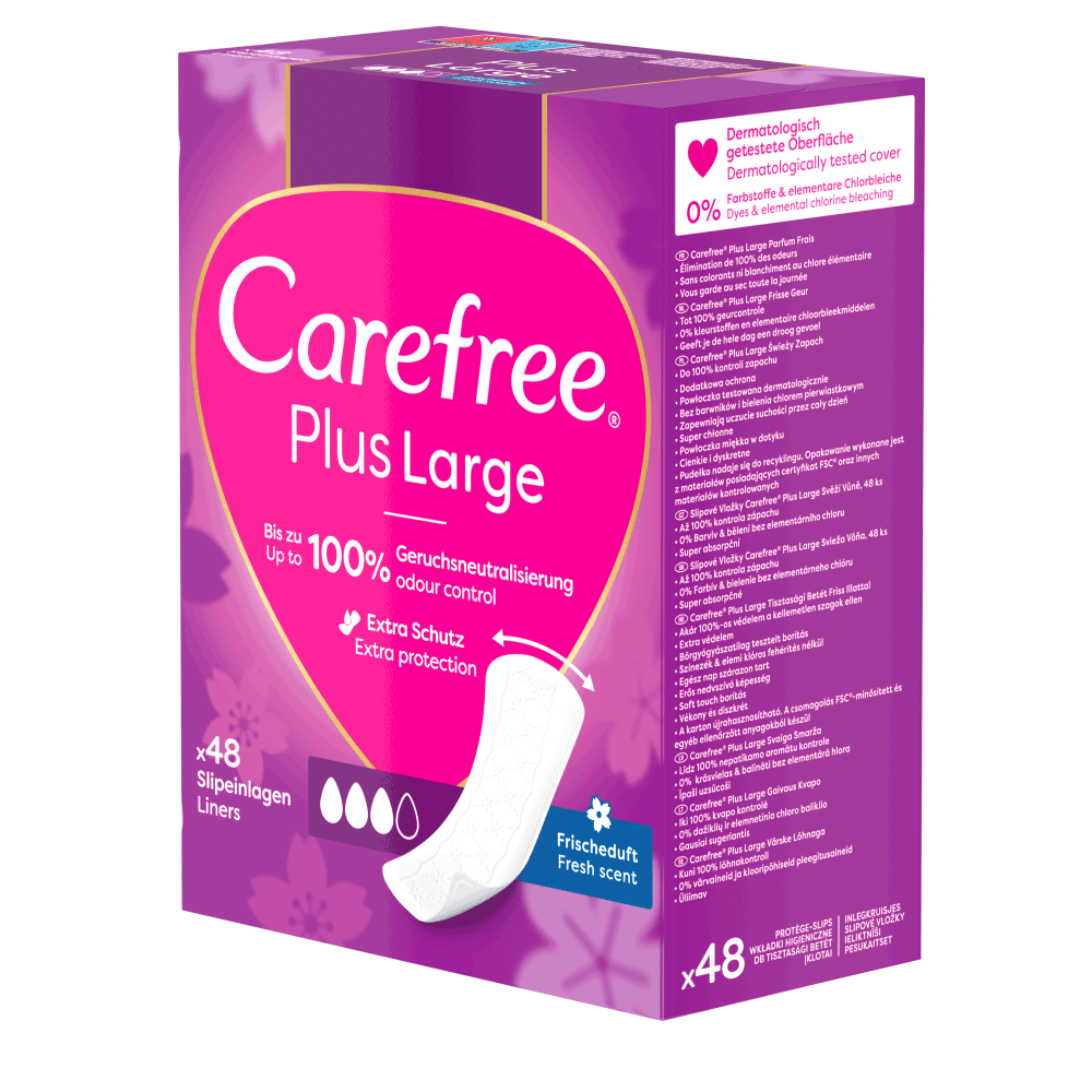Bild: Carefree Plus Slipeinlagen Plus Large mit Frischeduft