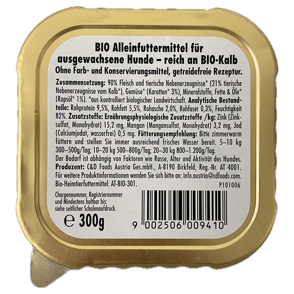 Bild: Bio Dog Bio Kalb mit Karotten & Rapsöl