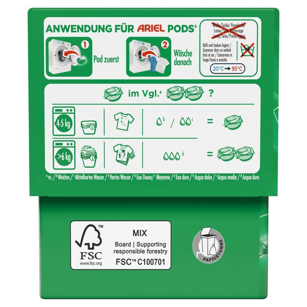 Ariel Universal+ All-in-1 PODS Waschkapseln, 19 Waschladungen, Karton [IT] Capsule di lavaggio Ariel Universal+ All in 1 PODS, 19 lavaggi, cartone;