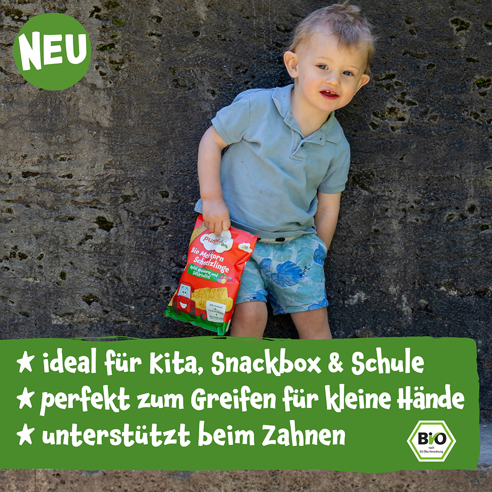 Bild: pumpkin organics Bio Mehrkorn Schmelzlinge Apfel, Erdbeere und Süßkartoffel 